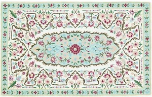 Chainstitch Chain Stitch Carpet 80x120 Handwoven Beige Flowers Handmade 15 - Picture 1 of 8