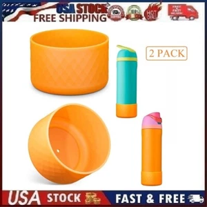 2PCS Silicone Water Bottle Boot for Owala 24Oz Anti-Slip Protective Orange - Picture 1 of 13