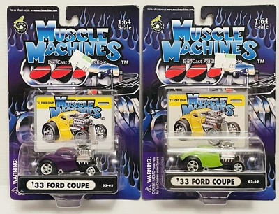 2 Muscle Machines '33 Ford Coupe's 1:64 scale Die-Casts New & Sealed from 2002. - Image 1 of 4