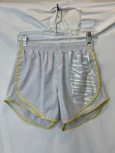 Nike Womens Dri-Fit Dry Tempo Running Shorts Size Small Gray With Yellow Accents - Picture 1 of 4