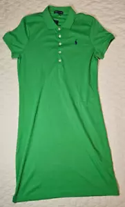 NEW Ralph Lauren Green Polo Dress Size Medium M Purple Pony Cotton Medium Solid - Picture 1 of 4