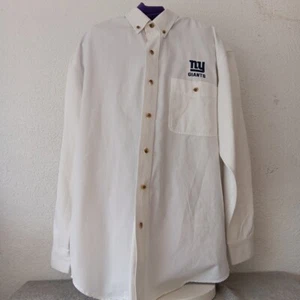 Vintage Lee Sport NFL New York Giants Denim Mens Medium White Button Down Shirt - Picture 1 of 5