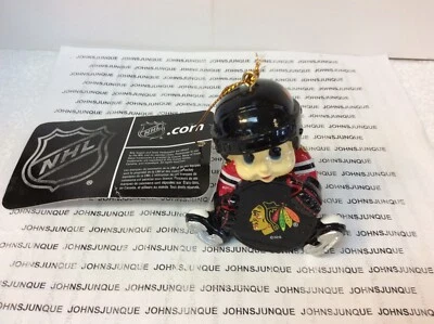 CHICAGO BLACKHAWKS LIL FAN ORNAMENT New with tag Dressed in Hawks Uniform Resin - Image 1 of 2