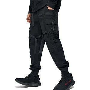 Pantalones negros clásicos de Niepce para hombre ropa técnica ropa de calle joggers con correas - Imagen 1 de 12