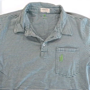 Johnnie-O boys light blue & white striped performance polo golf shirt size 12 - Picture 1 of 6