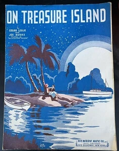 Partitura de colección de 1935 ""En la isla del tesoro"" acordes de piano portada arte - Imagen 1 de 6