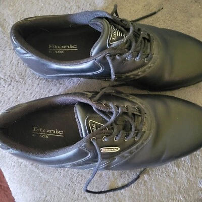 mens shoes golf etonic GSS550-1 black size 11 with spikes - Image 1 of 4