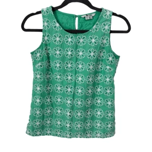 Boden Katie bestickt grün Blumen Spitze Sommer Preppy ärmellos Top Gr. 2 - Bild 1 von 5