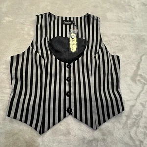 NUEVO CON ETIQUETAS Voodoo Vixen Chaleco a Rayas Gris Negro XXL Mujer’s Gótico Retro Rockabilly - Imagen 1 de 7