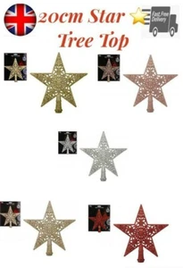 Gran Brillo Oro Rosa Rojo Plata Estrella Árbol de Navidad Topper Decoración - Imagen 1 de 12