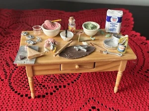 NEW Dollhouse miniatures 1:12 - Fully Decorated Kitchen cookie Baking table ** - Picture 1 of 3