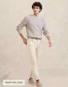 Banana Republic Slim Fit Linen-Cotton Traveler Pant Light Khaki Size 31X32 NWT - Picture 1 of 4