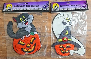 2 Vtg. Quilted Halloween Wall Decor poly with stiching ring for hanging 12'' - Picture 1 of 7