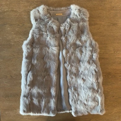Chaleco de piel de conejo genuino La Fiorentina-chaleco-color gris-talla pequeña-mediana para mujer Foto 1 de 4