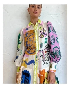Auténtico Vestido Camisa Alemais Soleil Talla AU 10 US 6 Patchwork - Imagen 1 de 18