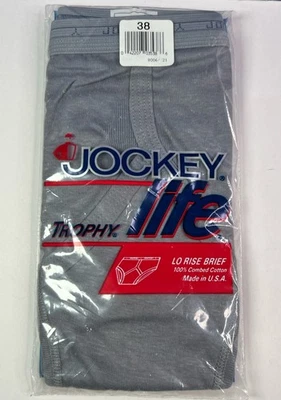 Calzoncillo de colección años 80 Jockey Trophy Life Lo Rise para hombre 38 gris hecho en EE. UU. 1984 NOS Foto 1 de 4