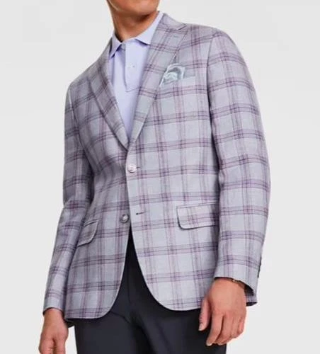 Tallia Mens Slim Plaid Linen Sport Coat Blazer 44 S NEW $425 VDDL1TKX0551 - Image 1 of 3