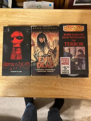 VHS HOUSE OF THE DEAD, EVIL DEAD, & THE TERROR TAPES, SET OF 3, VG PRE-OWNED - Image 1 of 2