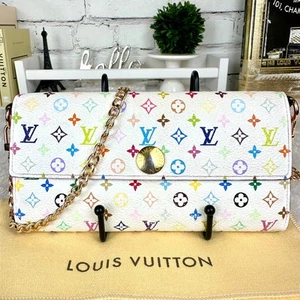 Louis Vuitton X Murakami Multicolor Sarah long wallet crossbody with chain - Picture 1 of 16