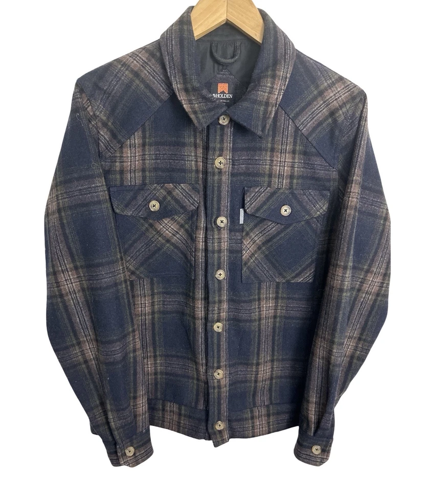 Chaqueta camisa Holden para hombre a cuadros mezcla de lana con botones talla pequeña Foto 1 de 4