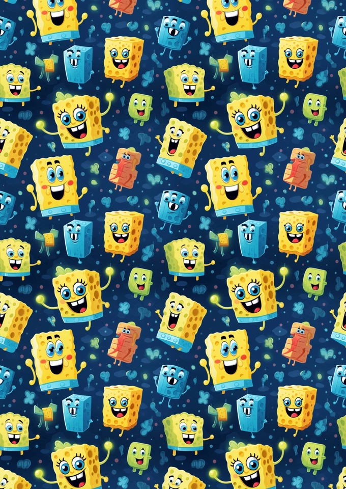 SPONGEBOB SQUAREPANTS Birthday Gift Wrap - Spongebob Quality Wrapping Paper - D2 - Image 1 of 1
