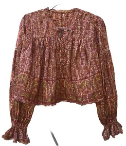 Nueva Blusa Top Túnica Free People Mujer XSpequeña Informal Roja Estampado Floral Calada P2 - Imagen 1 de 8