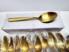 Fortessa Lucca Faceted 18/10 SS Flatware, Tea/Coffee Spoon, 5.9", BR Gold 12 NEW