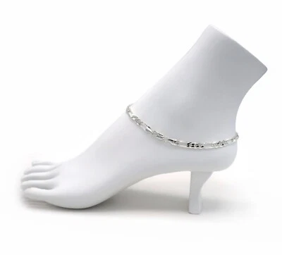 Pulsera tobillera de cadena de eslabones italianos Figaro de 5 mm enchapada en plata 925 Foto 1 de 4