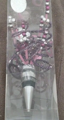 Tapón de botella de vino Twos Company Comets tono plateado malva púrpura semillas cuentas nuevo Foto 1 de 4