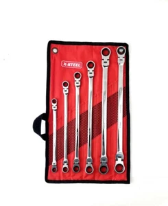 8x9-17x19mm 6pc Extra Long Double Flexible Head Ratchet Ring Spanner Gear Wrench - Picture 1 of 7
