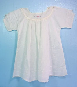 HANDMADE VINTAGE WHITE LAWN/VOILE BABY DRESS w/EMBROIDERY WORK - SHORT SLEEVES - Picture 1 of 6
