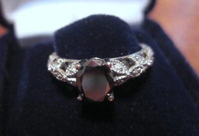 ¡Anillo de compromiso de corte ovalado negro diamante 1k!!! Foto 1 de 4