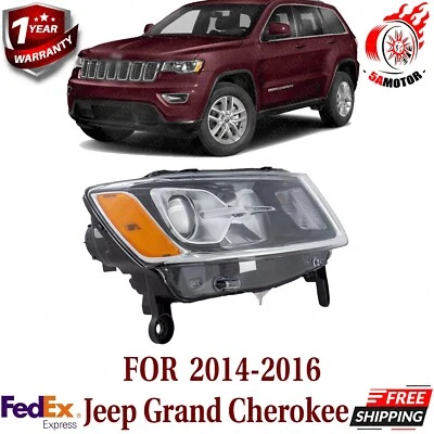 New Headlight Passenger Assembly Cherokee Side With Bulb For 14-16 Jeep Grand Foto 1 de 4