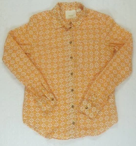 Anthropologie Maeve Shirt Womens 0 Orange Petrin Button Down Cotton Summer - Picture 1 of 8