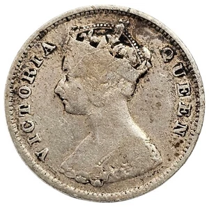 1896 HONG KONG TEN CENTS .800 SILVER COIN VICTORIA KM#6.3 # 1284 - Picture 1 of 3