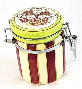 Susan Winget Jam Jar Striped Angel Hinged Lid Lock 4 Inches Christmas Holiday - Picture 1 of 7