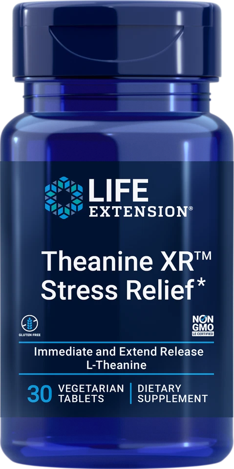 Extensión de vida Theanine XR Stress Relief L-teanina 400 mg/fósforo/calcio Foto 1 de 2