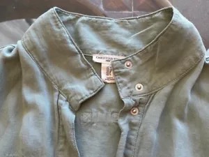 Christian Siriano NY Jacket Women's M Green sage Linen jacket Snap closure - Picture 1 of 4