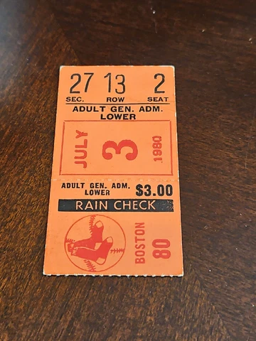 1980 red sox Carl Yastrzemski homerun yaz hr carlton fisk 3 hits ticket stub Cover