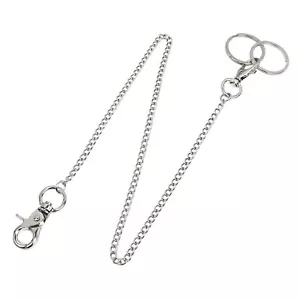 Geldbörsenkette 18"" Silber Gürtelkette Taschenkette strapazierfähig Doppel Hummerverschlüsse - Bild 1 von 6