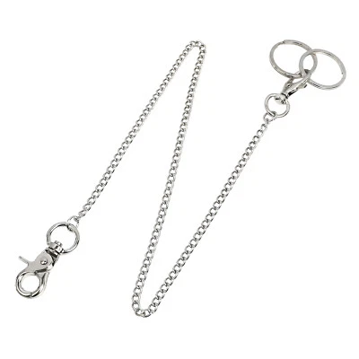 "Cadena de billetera 18"" cadena de cinturón de plata cadena de bolsillo resistente doble cierre de langosta" Foto 1 de 4
