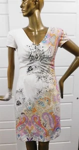 Etro Italy Multi Paisley Cotton Blend Short Sleeve Dress sz 46 - Picture 1 of 6