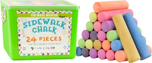 Non Toxic Sidewalk Chalk Bucket (24 Count) - Washable Colored Chalk Bulk Set for - Picture 1 of 12