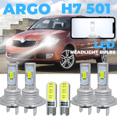 For Skoda Fabia MK2 Led Xenon White High Low Headlight Side Light Bulbs 2007-14 - image 1 of 4