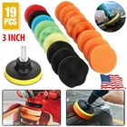 19× 3" Car Buffing Pads Polishing Sponge Set Waxing Foam Polisher Kit for Drill