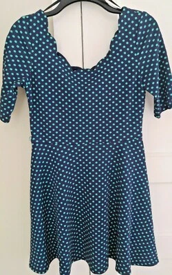 City Triangles Dress Medium Short Sleeve Blue With Aqua Mini Polka Dots M - Image 1 of 4