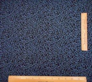 Quilt Fabric By The Half-Yard Gray Swirls on Black Premium Cotton #B C - Picture 1 of 2