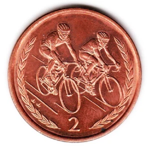 2 PENCE 1996 ILE DE MAN / ISLE OF MAN [SUP / XF] Elizabeth II - AA - cyclistes - Imagen 1 de 2