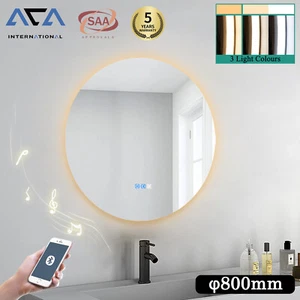 Round Bathroom Vanity Backlit Wall Makeup LED Mirror Touch Defog Bluetooth 800mm - Picture 1 of 8