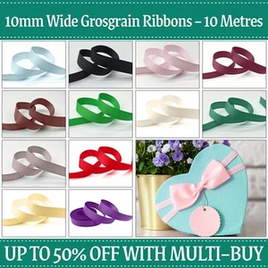10 Metres GROSGRAIN RIBBON ROLLS - 6mm 10mm 15mm 25mm 38mm Widths - Picture 1 of 40